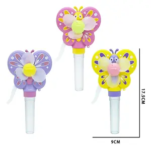 Groothandel Vlinder Fan Snoep Speelgoed Met Transparante Buis Candy Stick Speelgoed Voor Kinderen