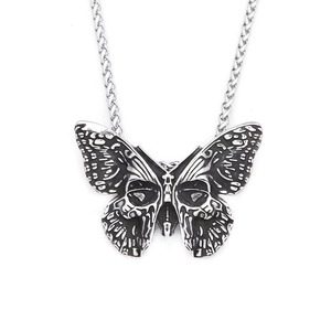 Yunnique – collier avec pendentif tête de mort de papillon, en argent tibétain, chaîne de pull à la mode pour hommes, cadeau, chaîne de 60cm - Product Image 5