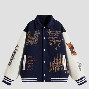 เสื้อแจ็คเก็ตเบสบอลผ้าฟลีซหนานุ่มปักลายตัวอักษร  สำหรับผู้ชายและผู้หญิง  สไตล์สตรีทแฟชั่นฤดูใบไม้ร่วง  ทรงหลวมแบบเสื้อแจ็คเก็ตนักบิน - Product Image 3