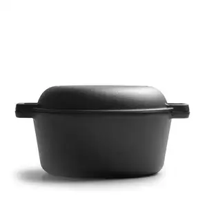 MU Pots Chefmate Casserole en fonte à double usage pré-assaisonnée avec couvercle en fonte pour poêle à frire Dutch Oven