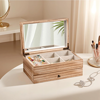 Boîte à bijoux en bois de luxe à double couche, organisateur de rangement adapté aux bagues, boucles d'oreilles, colliers, bracelets, bijoux pour la maison et les fêtes