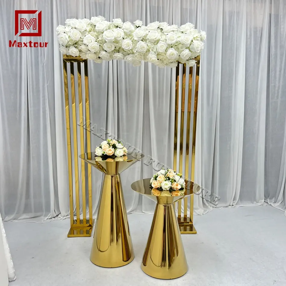 3pcs Stainless Steel Metal Flower Frame Wedding Arch and Flower Stand for Wedding Backdrop Decorations