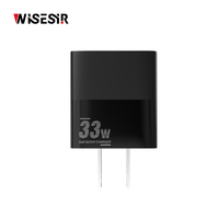 Chargeur rapide WISESIR 33W GaN à double port Type-C USB PD 3.0 PPS QC4.0 OTP compact 5V/3A 9V/2A 12V/2.5A Adaptateur secteur