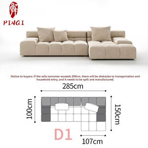 Ensemble de canapé modulaire moderne et polyvalent avec coussins en peluche en tissu semblable à du lin pour les salons de la maison Salon Canapé de chambre d'appartement - Product Image 6