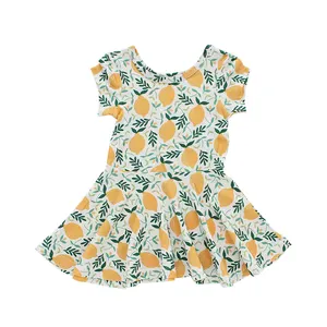 Sommer Kleinkind-Mädchen-Kleid einteilig Baby rosa Prinzessinnenmuster aus Baumwolle und Weifel bequem für Kinder