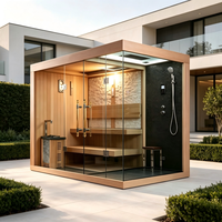 Sauna extérieur avec douche, chauffage au bois, sauna traditionnel à vapeur humide pour la maison, sauna sec intérieur, salle de vapeur humide