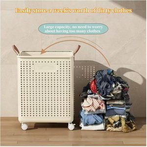 Hot Selling Household Products Large Laundry Organizer Dirty <b>Clothes</b> Storage Basket Plastic Laundry Hamper with Wheels Lids - Product Image 5