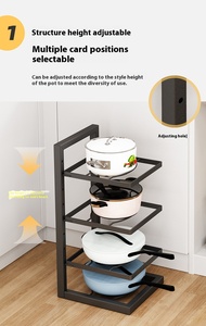 Estante ajustable <span class=keywords><strong>para</strong></span> ollas de hierro de 5 capas con estante de tapa, organizador de almacenamiento de cocina de Metal <span class=keywords><strong>para</strong></span> ollas, sartenes, exhibición, accesorio de gabinete <span class=keywords><strong>para</strong></span> el hogar - Product Image 5
