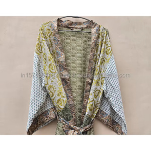 Robe Kimono 100% Soie Chic Bohème Vintage pour Femme, Légère et Confortable pour l'Été, avec Taille Élastique, Haute Qualité Thermique - Product Image 6