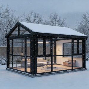 Véranda à toit en pente très prisée, double vitrage, verre étanche, intérieur chaleureux pour une vie en plein air par temps neigeux - Product Image 1