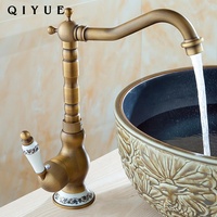 Haute qualité classique brossé beauté bassin robinet monotrou sanitaire Antique laiton bassin robinet robinet salle de bain