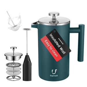 Filtro de acero inoxidable de pared aislado con logotipo personalizado <span class=keywords><strong>1000</strong></span> <span class=keywords><strong>ml</strong></span> Fácil de limpiar Prensa francesa Émbolo de café - Product Image 3
