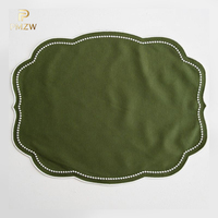 Napperons et serviettes PMZW vert rose brodés faits main style européen pour la maison et l'avion 100% lin 60x60cm écologiques