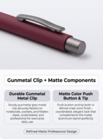 Stylo bille en aluminium doux au toucher, corps recouvert de caoutchouc, clip couleur bronze, écriture fluide, encre noire/bleue, cadeau promotionnel, logo personnalisé