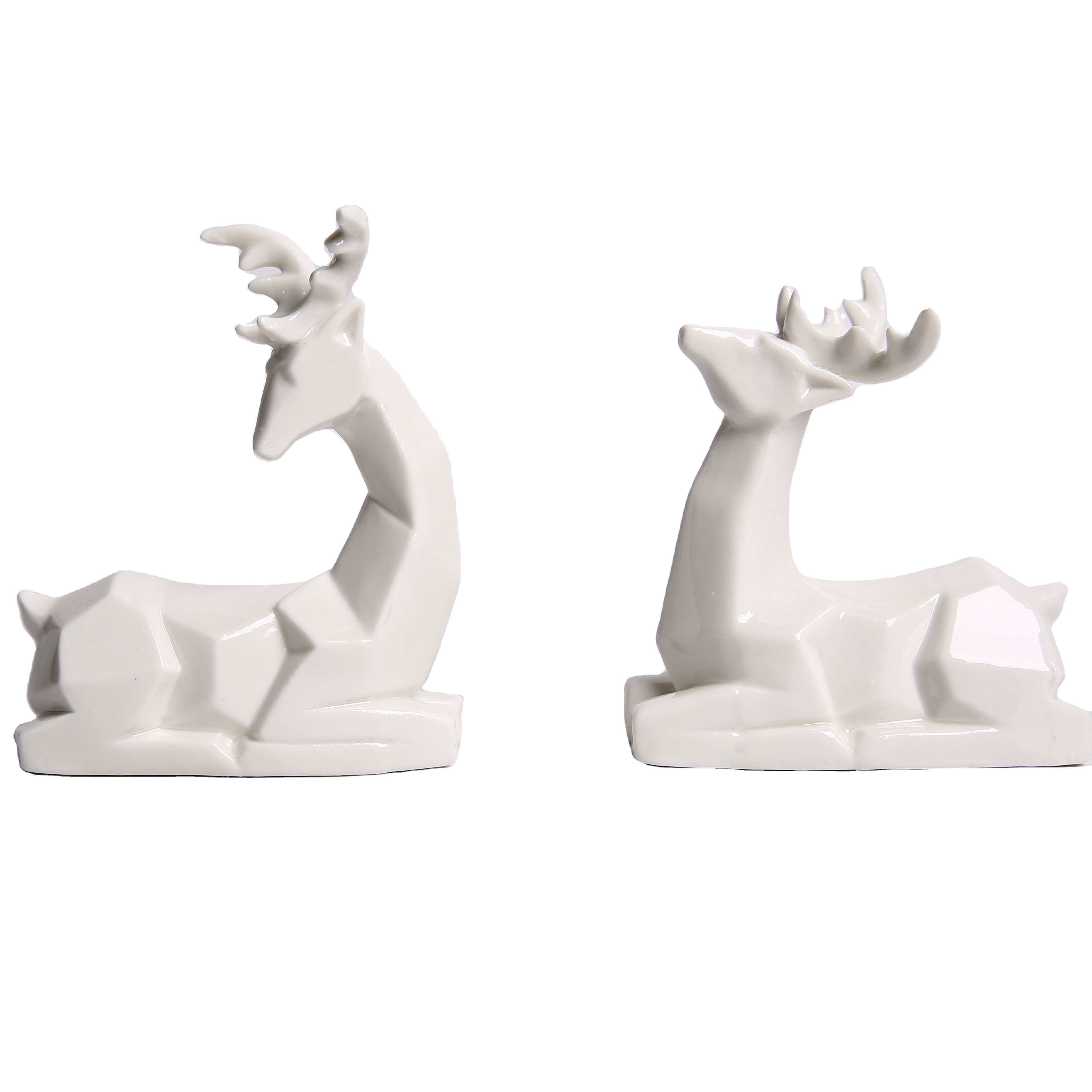 Set Decorativo De 4 Ciervos De Cerámica - Familia De Ciervos Para Estantería, Dormitorio O Salón, Diseño Nórdico