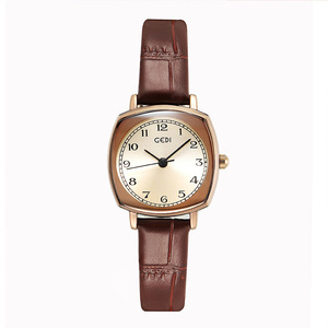 นาฬิกาควอทซ์นักเรียนสายหนังหน้าปัดสี่เหลี่ยมย้อนยุคขนาดเล็กและเรียบง่าย - Product Image 2