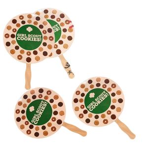 Custom Printing and Customized Shape Paper Hand Held Fan With Wood Handle for Events - Product Image 6