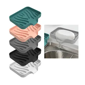 पर्यावरण के अनुकूल रसोई काउंटर सिंक सिलिकॉन साबुन पकवान स्पंज ट्रे स्वयं-draining के लिए झरना सिलिकॉन साबुन स्पंज धारक बाथरूम
