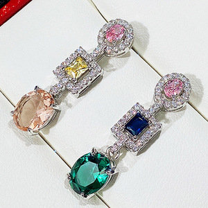 Pendientes Colgantes Ovalados Coloridos para Mujer, Elegantes y Brillantes, Joyería de Moda - Product Image 2