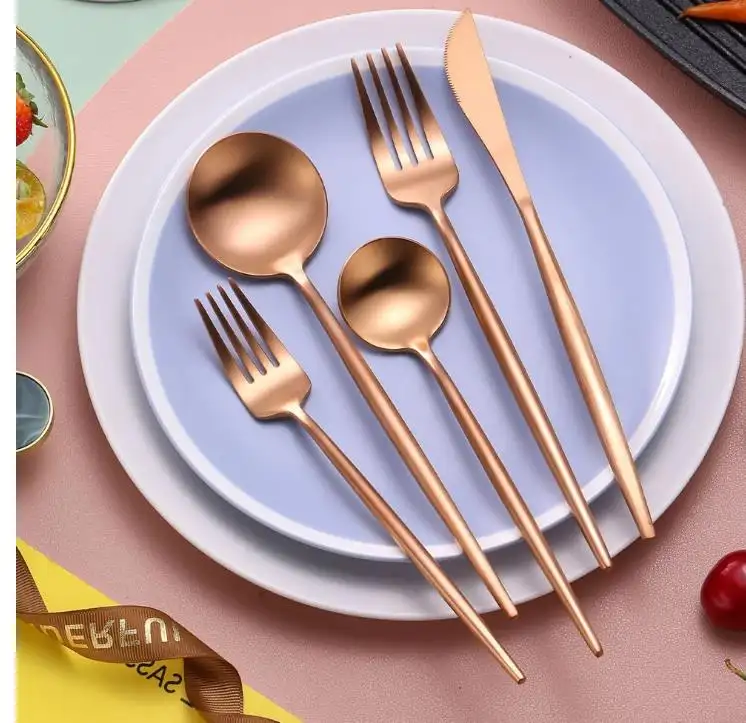 Dikke Bestek Lepel Kery Set Rvs Bestek Sets Luxe Hoge Kwaliteit Zilver Bulk Luxe Goud Roestvrij Staal Cutler