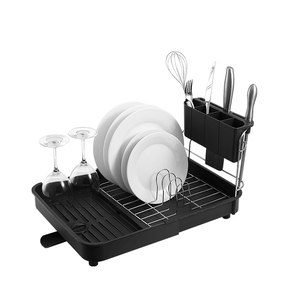 Venta al por mayor 2 Nivel de Metal de alambre de <span class=keywords><strong>acero</strong></span> <span class=keywords><strong>inoxidable</strong></span> <span class=keywords><strong>colgante</strong></span> vajilla cocina secado Dish Rack con escurridor - Product Image 1