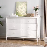 Commode blanche pour chambre d'enfant, 6 tiroirs de rangement, commode à pieds en bois, organisateur de vêtements pour bébés et tout-petits