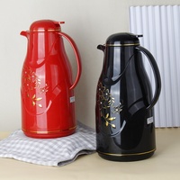 Nueva Llegada, Termo de Café Árabe con Recubrimiento de Vidrio, Jarra de Vacío Negra y Roja para Bebidas Frías y Calientes, con Decoración Floral, Venta al por Mayor, OEM, China