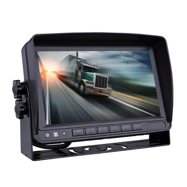 Venta de fábrica Lcd pantallas de coche brillo atenuación automática TFT LCD vista trasera de coche camión autobús vehículo Monitor 12V 24V 7 pulgadas Universal