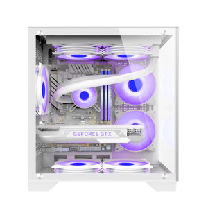 Caja de PC para juegos Microatx blanca con ventana lateral acrílica de media torre para placa base pequeña - Product Image 3