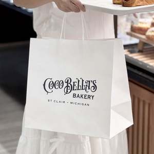 Sac à emporter personnalisable en papier kraft biodégradable et écologique pour pizza, sushi, gâteau, pain, avec impression personnalisée - Product Image 3