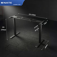 Bureau électrique réglable en hauteur à double moteur avec plateau en fibre de carbone pour le gaming