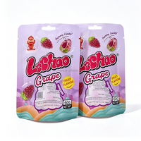 Sachet personnalisé imprimé pour bonbons 60g, en aluminium alimentaire, refermable, avec fenêtre transparente