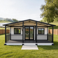 Maison conteneur pliable extensible de haute qualité, étanche, résistante au vent, isolée, préfabriquée, mobile, avec terrasse et toit à pignon