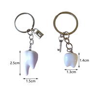 Porte-clés créatifs en alliage de zinc avec simulation 3D de dents en céramique, style animal, imprimés en typographie, cadeaux pour activités de clinique dentaire