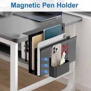 JH-Mech 2 Tier Hanging With Extra Storage Space Clamp On Side Magnetic Pen Holder Carbon Steel Desk Side Storage Holder