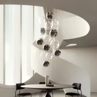 Lustre globe multi-lumières à plafond haut, suspension en verre à bulles pour hall d'entrée, réception, villa, escalier