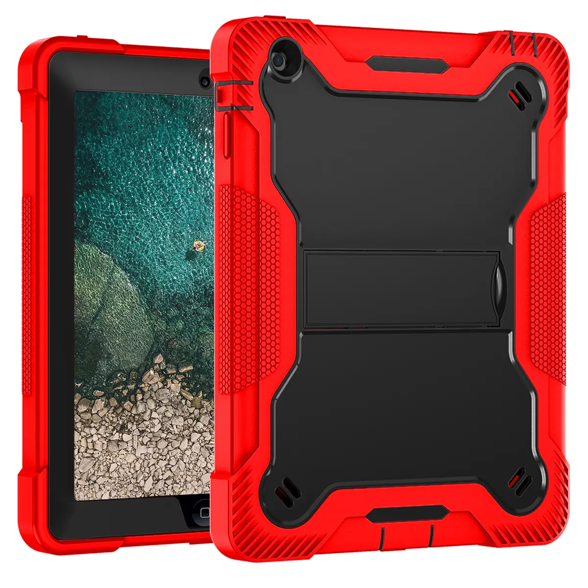 Heavy Duty Rugged Tablet Case Folding Stand Kid Proof Silicone Case For Ipad234
