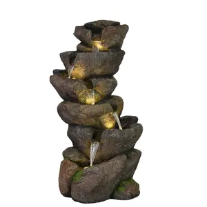 Spiral Staircase Water Fountain with LED Light