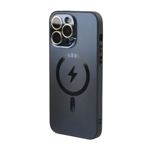 강화 유리 렌즈 필름 AG 젖빛 유리 스타일 iPhone 14 13 12 Pro Max에 대한 원래 가을 방지 전화 보호 케이스