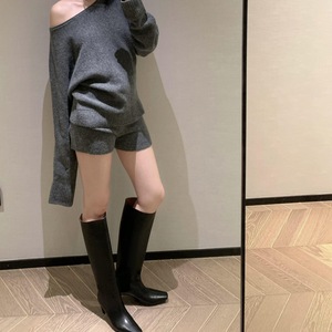 Niche <span class=keywords><strong>Cat</strong></span> X Stivali Alti da Donna 2026 Tendenza Moda Tutte le Stagioni Stile Coreano Tacco a Zeppa Basso (1-3cm) Punta in Poliuretano Sopra il Ginocchio - Product Image 5