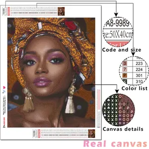Mural frican 5d iamond para mujer, retrato de diamante ULL, venta al por mayor - Product Image 3