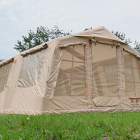 Tente pneumatique imperméable en Oxford kaki 3000 mm+ pour le camping, le glamping, l'abri solaire, ouverture automatique rapide, 4 saisons, anti-moustiques