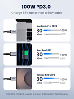 Câble USB C UGREEN US316 5A 100W PD avec puce E-Marker QC4.0, câble de charge rapide de type C pour iPhone Huawei, vente en gros