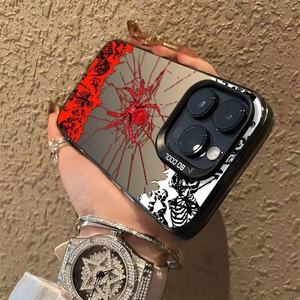 Nouvelle <span class=keywords><strong>coque</strong></span> de téléphone en TPU et PC plaqué argent avec motif araignée rouge anime pour <span class=keywords><strong>iPhone</strong></span> 17 Pro Max, 16 Plus, 15 Pro - Product Image 3