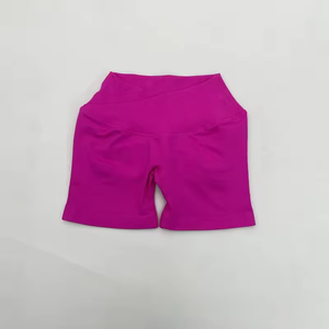 Leggings athlétiques en nylon sur mesure pour femmes, taille XL, coupe en V, shorts très demandés, taille élastique large côtelée sans couture couleur chair, couleur unie - Product Image 3