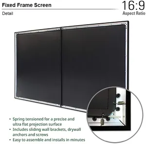 For School Home 10cm Frame Aluminum Velvet 4K 3D Silver Fabric Home Theater Fixed 200 Inch Projector Screen