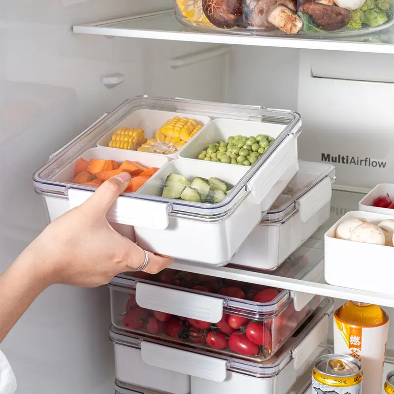 Ownswing กล่องเก็บผลไม้ผักตู้เย็นที่เก็บรักษาความสดใสพลาสติกวางซ้อนกันได้