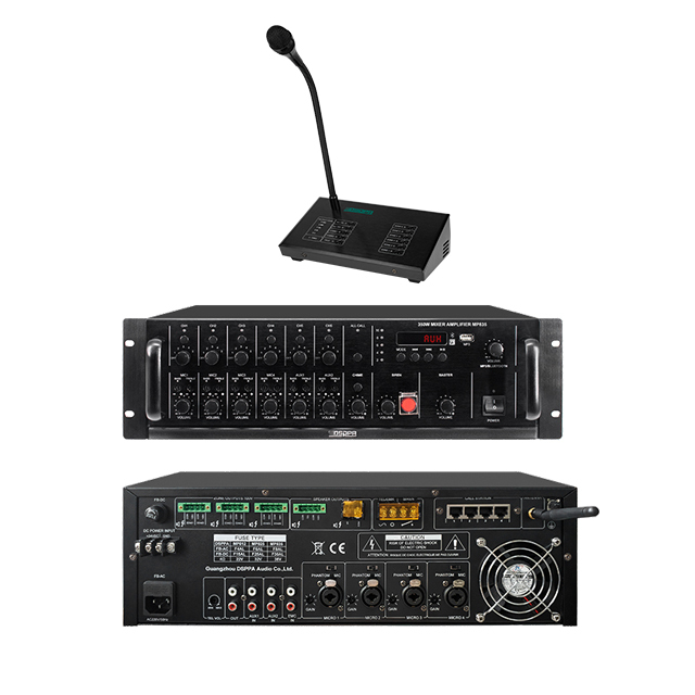 DSPPA MP3 BT USB Professional Power Amplifier with Remote Paging Microphone
