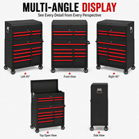 Armoire à outils mobile robuste en acier, à ouverture rabattable, avec serrure à clé, capacité de 250 kg, poignée latérale, double verrouillage, roulettes industrielles