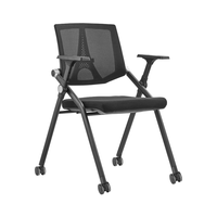 Chaises de bureau exécutives modernes confortables avec roulettes et tablette d'écriture, chaise pliable en maille pour négociations, réunions et formations